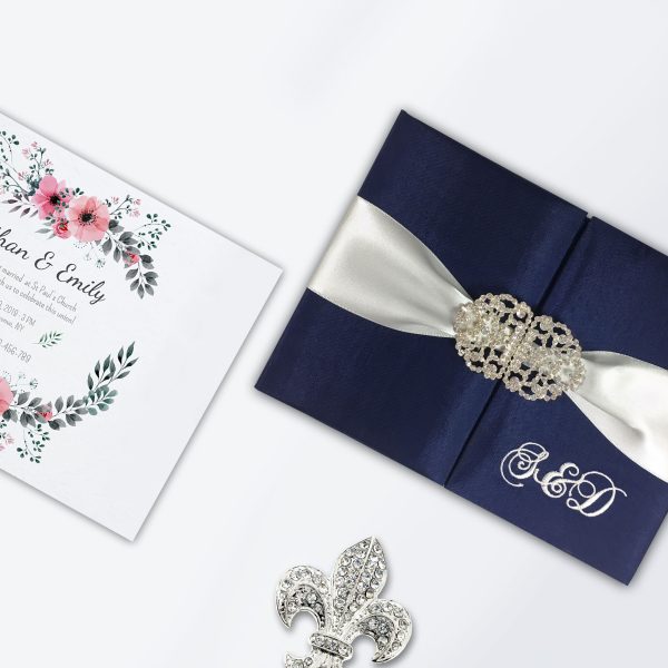 monogram embroidered wedding invitations