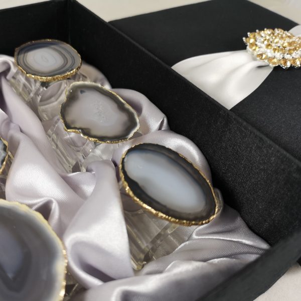 Brooch embellished elegant silk packaging box