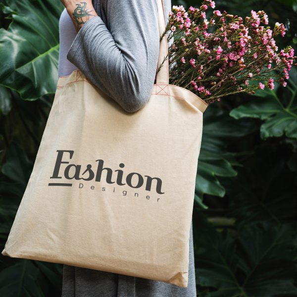 cotton shopping bags with 1 color logo print