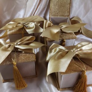personalized velvet & silk favor boxes