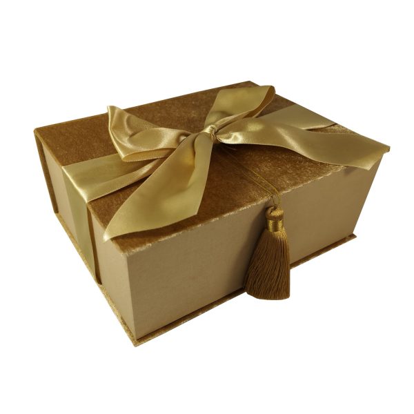 Large golden gift velvet box
