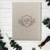 Monogram embroidered rustic linen wedding invitation