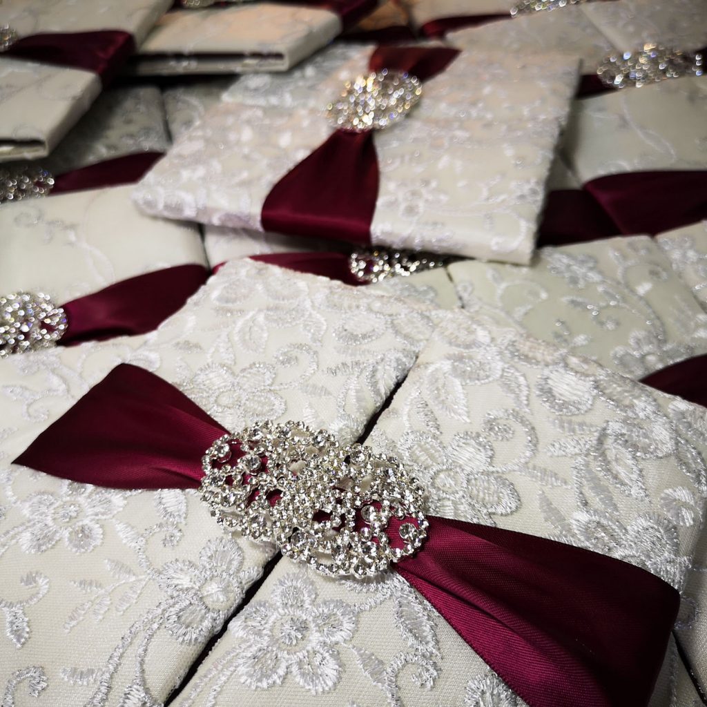 Floral Lace Wedding Invitation & Diamante Clasp - Luxury Wedding ...