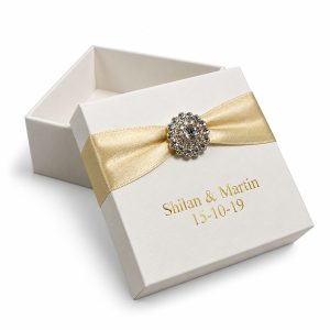 Custom gold foil stamped wedding favor box