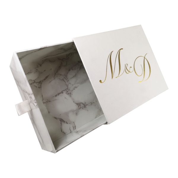 Gold foil stamped marble drawer box