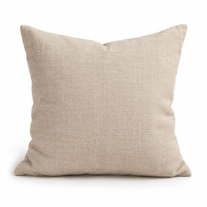 Natural beige linen cushion cover with premium woven texture, handmade in Thailand