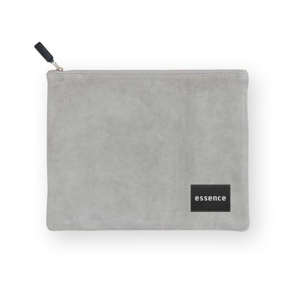 Flat grey suede pouch