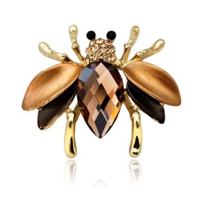 brown crystal bug brooch