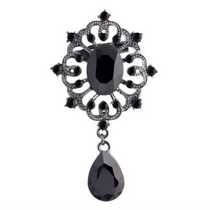 black onyx gemstone brooch