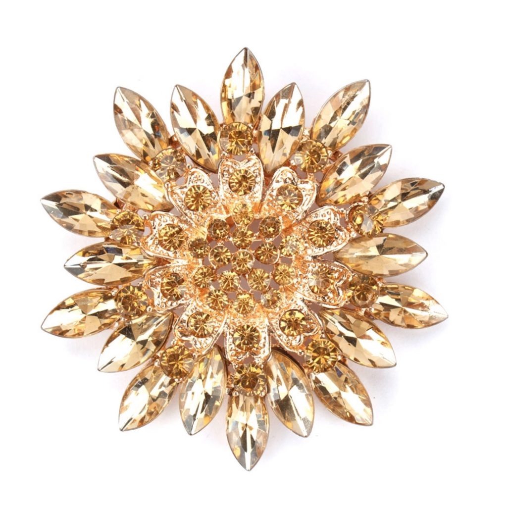 Large Golden Flower Brooch