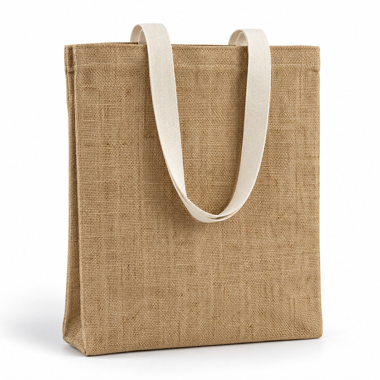 Natural Jute Tote Bag with Cotton Handles