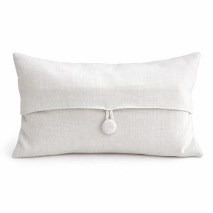 White Linen Envelope Pouch With Button Closure