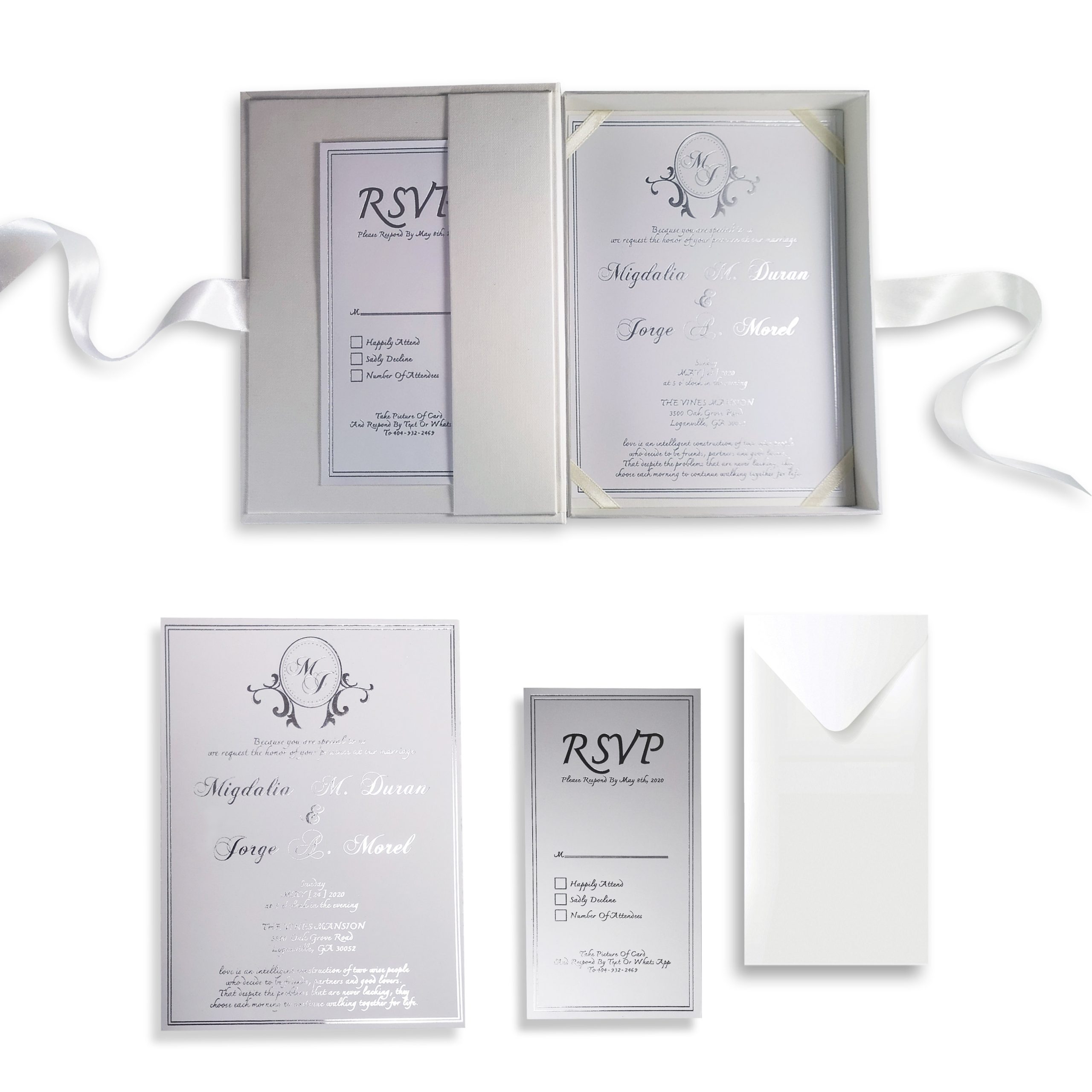 Boxed wedding invitation set