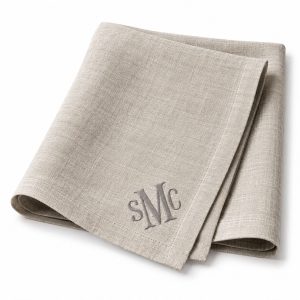 Linen napkin with custom monogram embroidery from Thailand