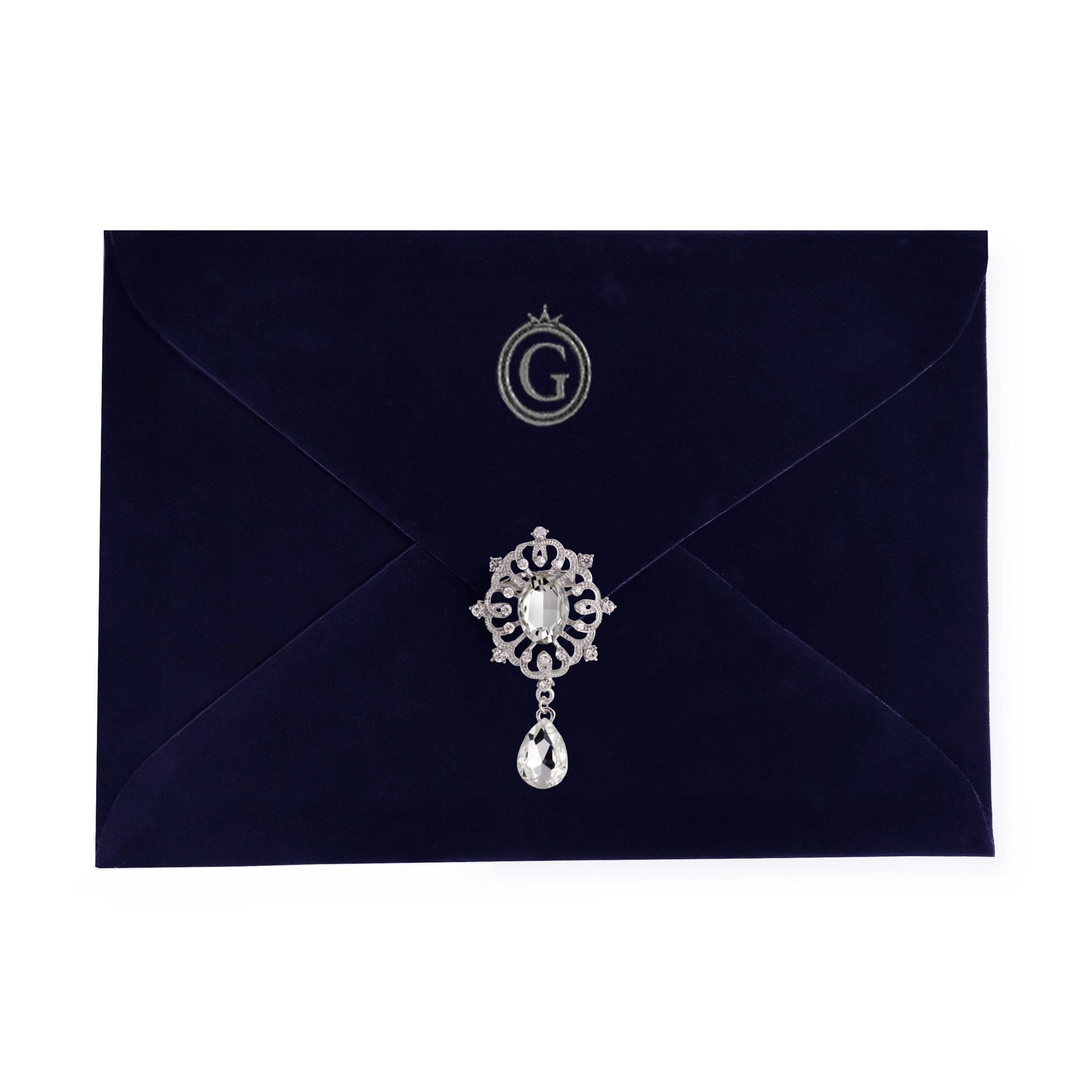 Embellished monogram velvet envelope