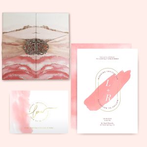 blush pink boxed wedding invitation