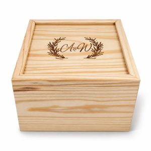 Custom Engraved Wooden Keepsake Box – Pine Wood Sliding Box