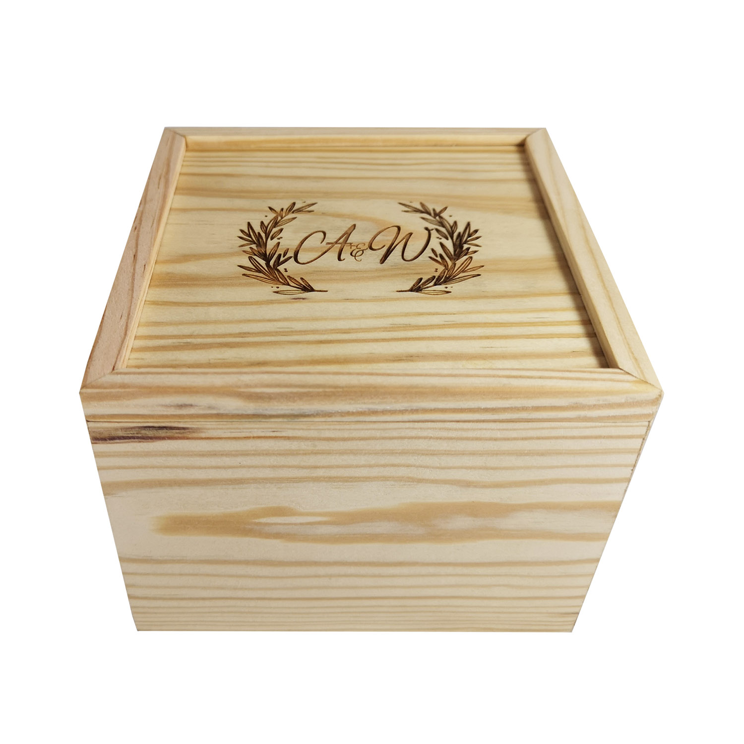 Monogram engraved wooden keepsake box