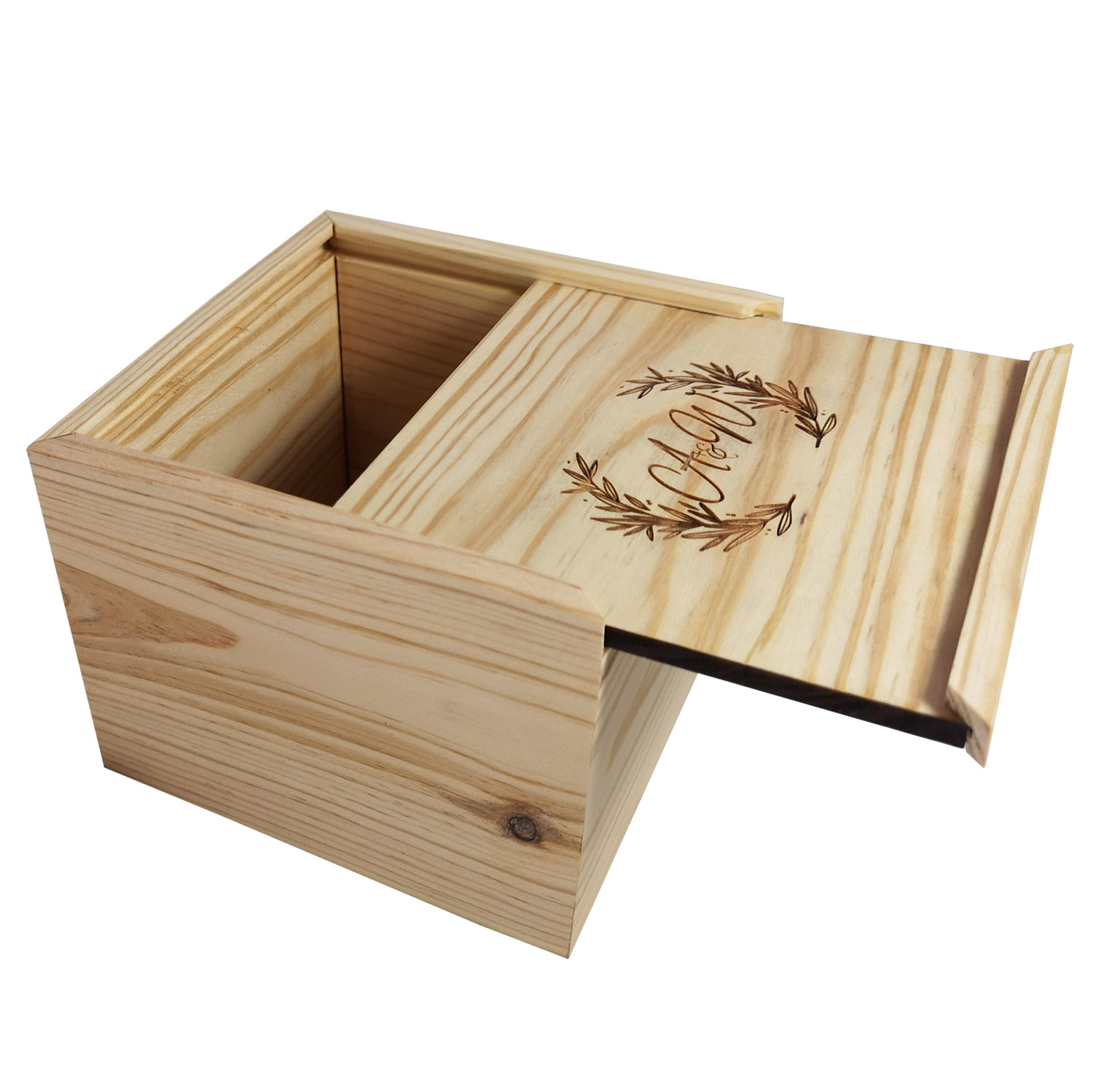 opened wooden sliding box
