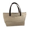 Hemp tote bag with leather shoulder straps