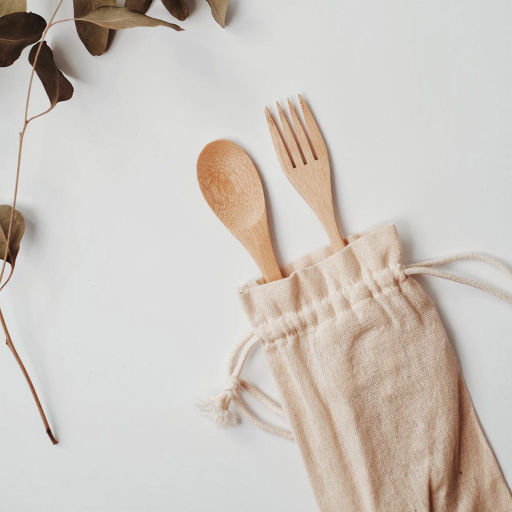 Beige Cotton Drawstring Bag