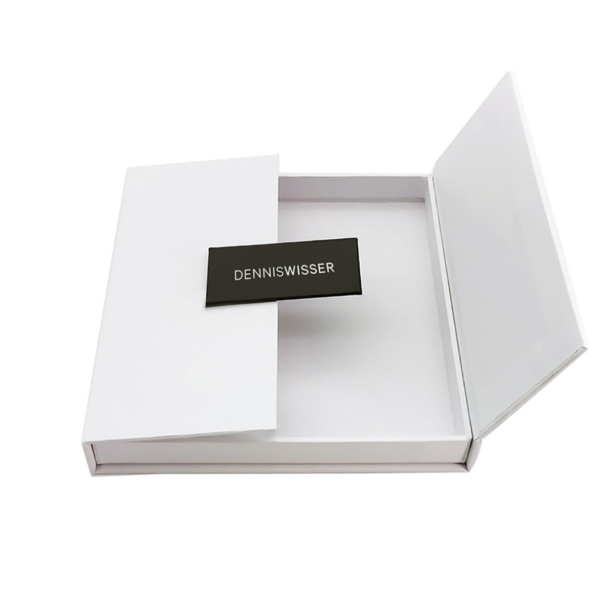 Luxury white gift box with magnetic closure and logo print