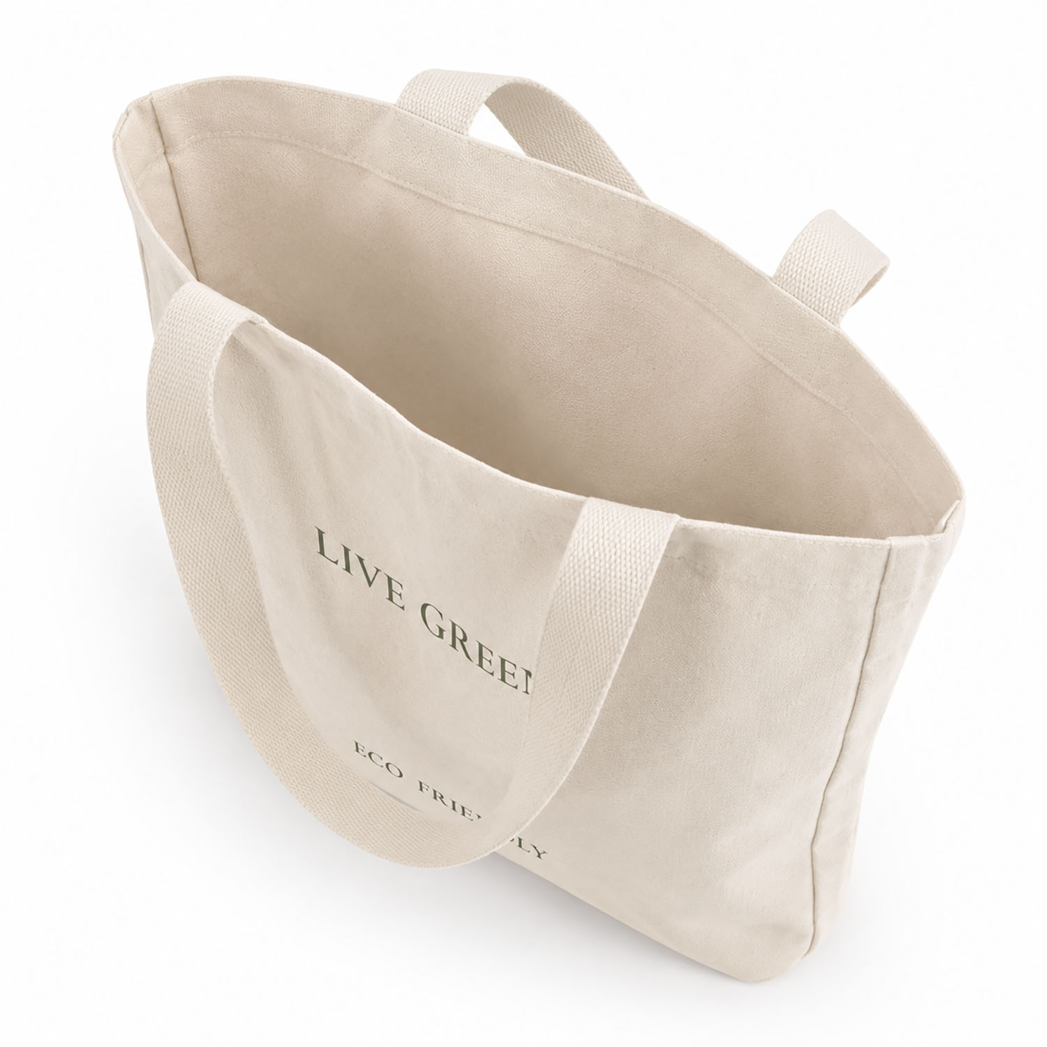 top view canvas tote bag with print