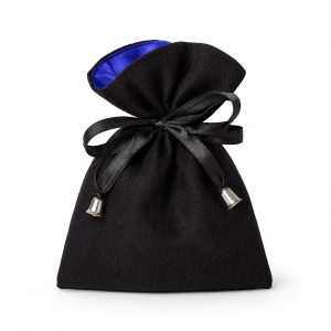 Black Linen Drawstring Bag