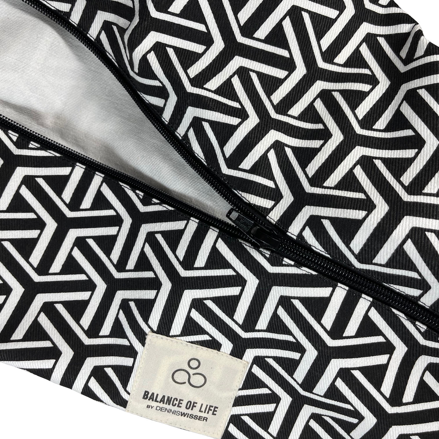 Zippered Black & White Printed Cotton Canvas Yoga Mat Duffle Bag