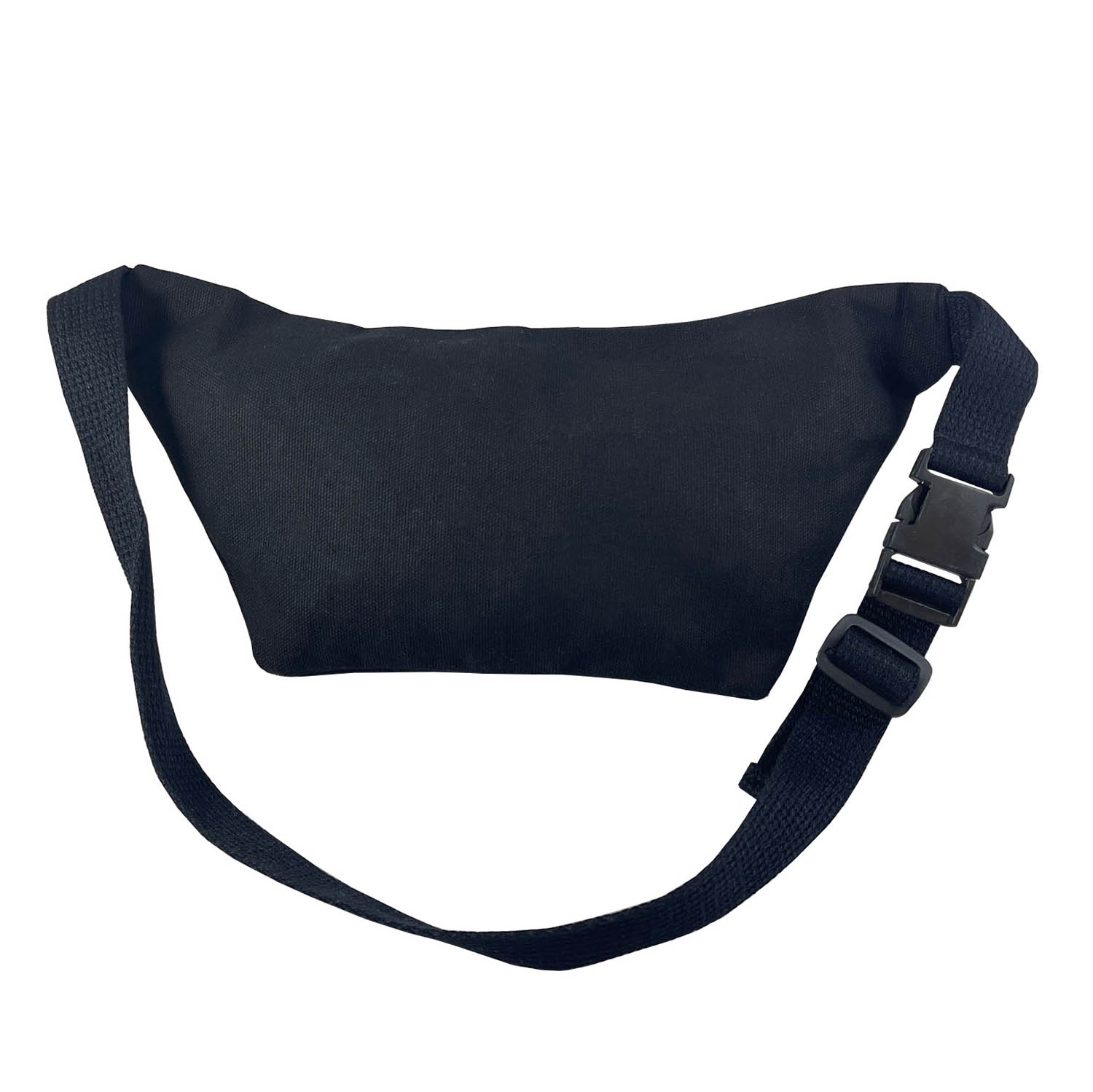 Black cotton waist bag with zipper