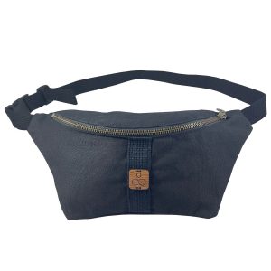 Black fanny bag with zipper closure