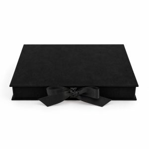 Black Hinged Lid Suede Gift Box
