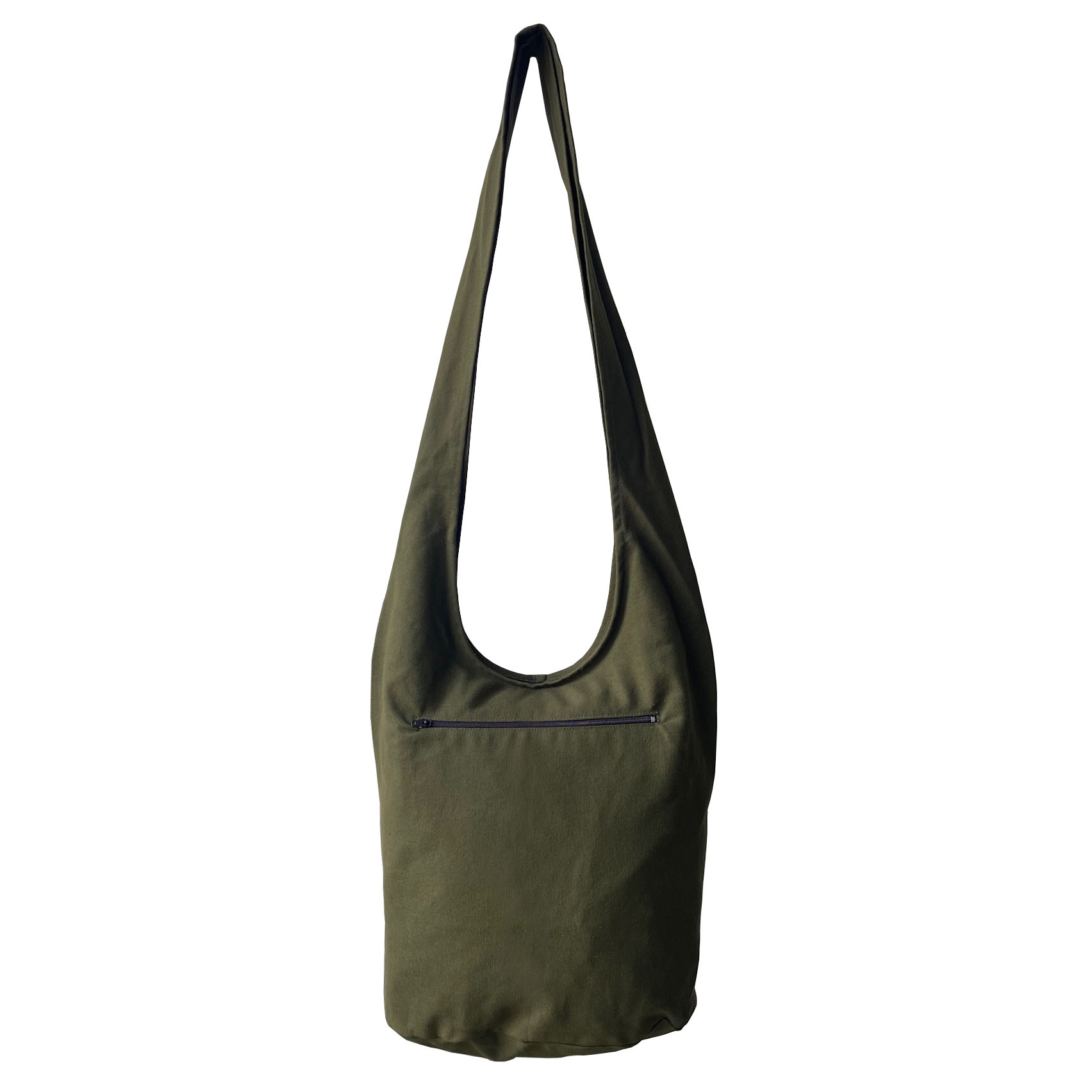Olive Green Cotton Canvas Hobo Sling Messenger Cross Body Bag