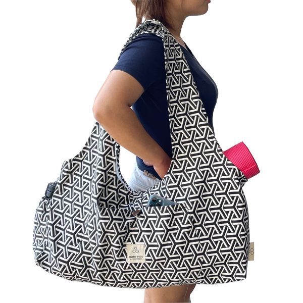 Large canvas yoga bag with printed pattern