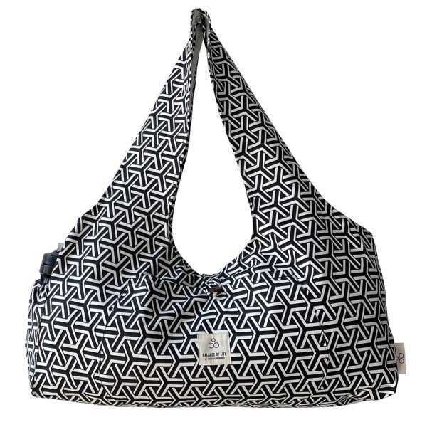 Modern symmetric pattern printed cotton canvas shoulder yoga bag
