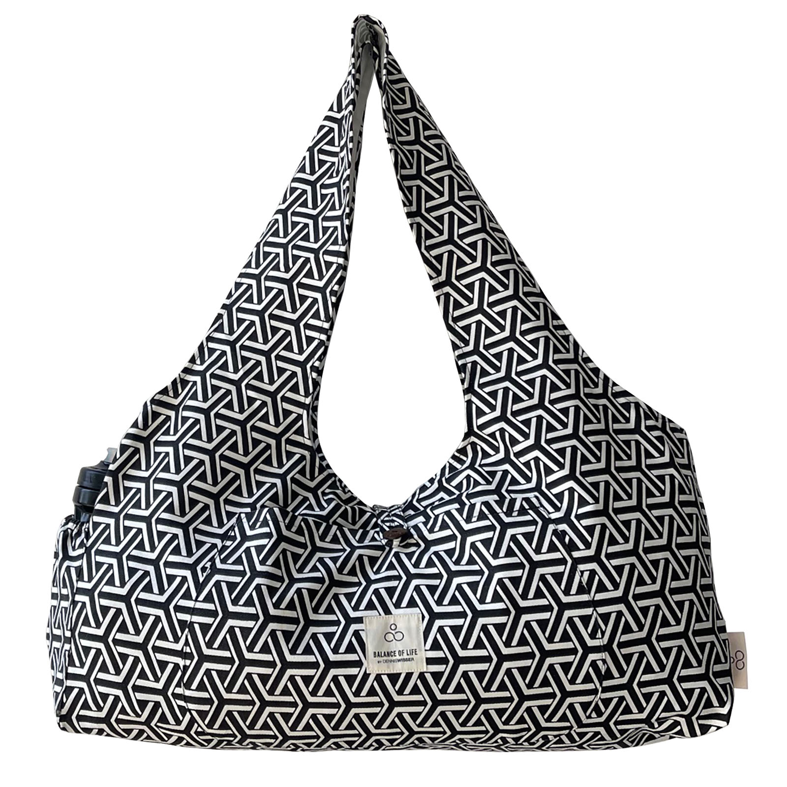 Modern symmetric pattern printed cotton canvas shoulder yoga bag