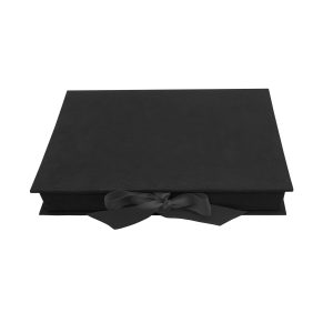Black hinged lid suede box for wedding and gift