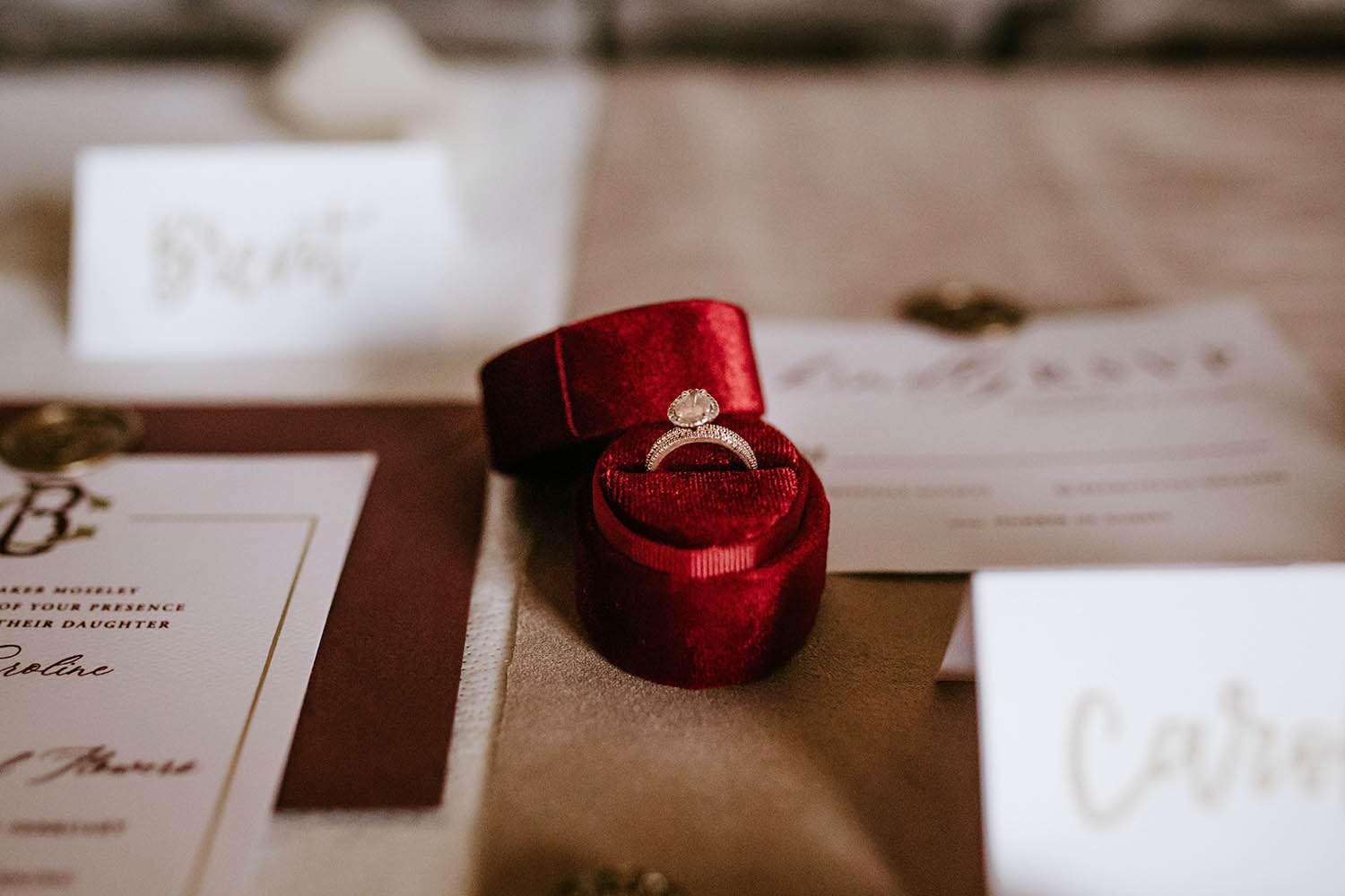 The perfect setting for this velvet engagement ring box
