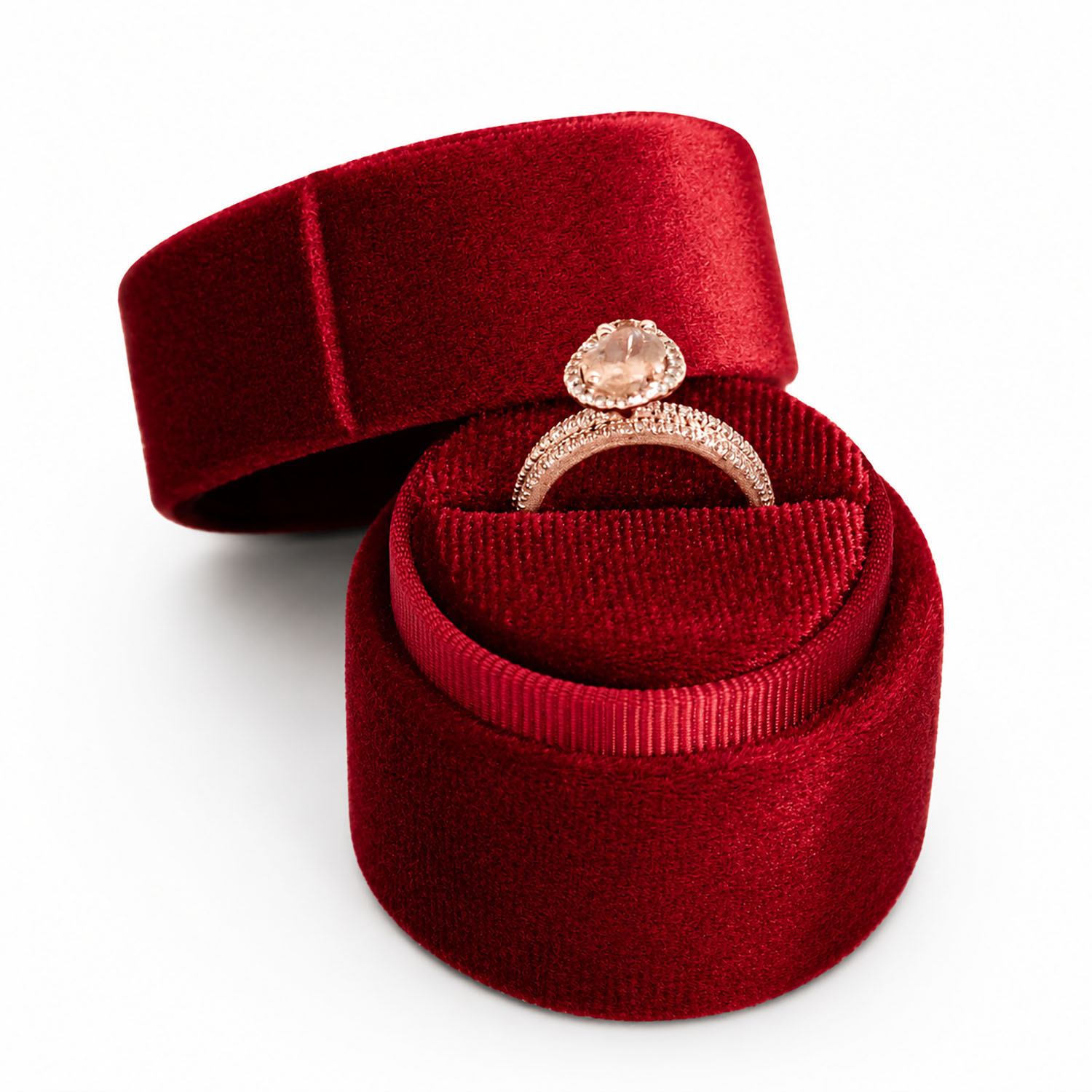 Red Round Velvet Ring Box
