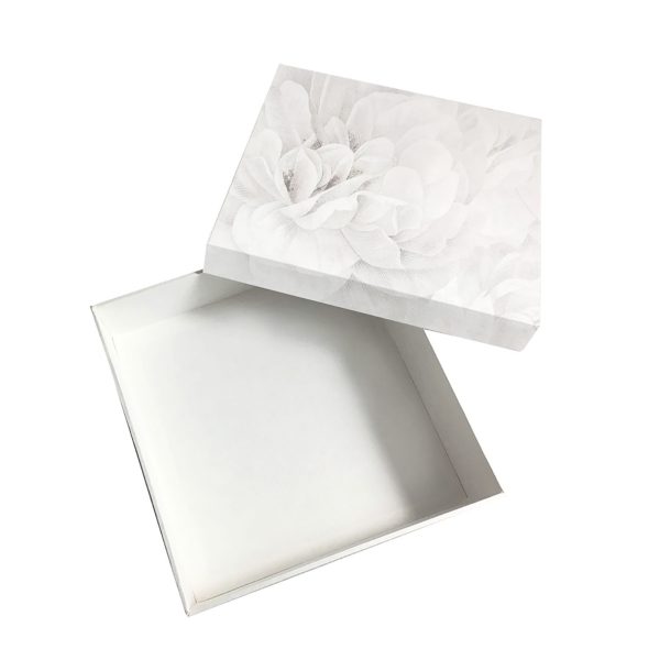 White gift box with floral printing