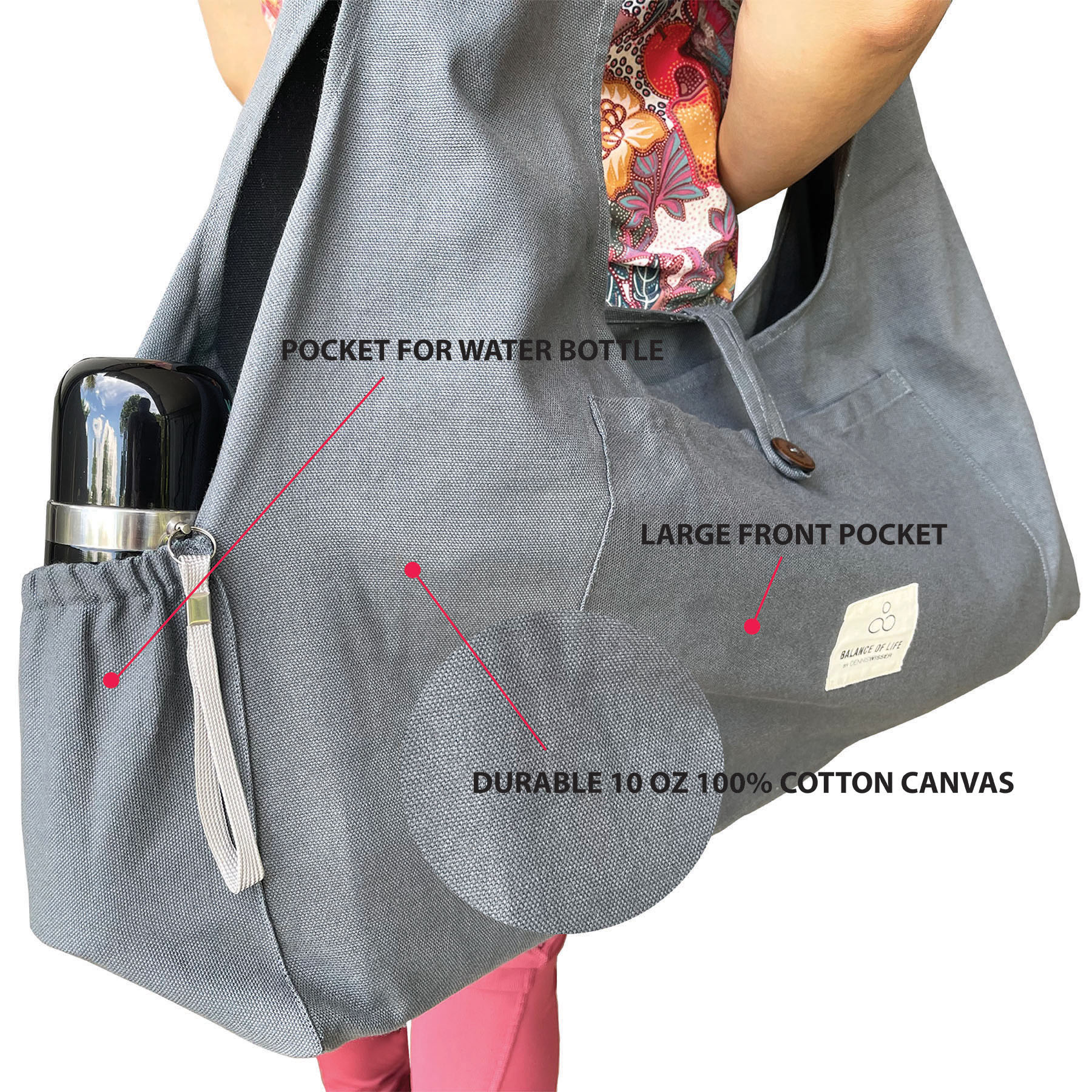Boence Yoga Bag, Printed Canvas Large Yoga Mat Tote Bag Sport