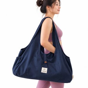 large navy blue yoga mat bag
