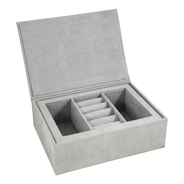 Grey suede jewelry box