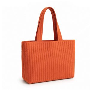 large orange quilted cotton tote bag