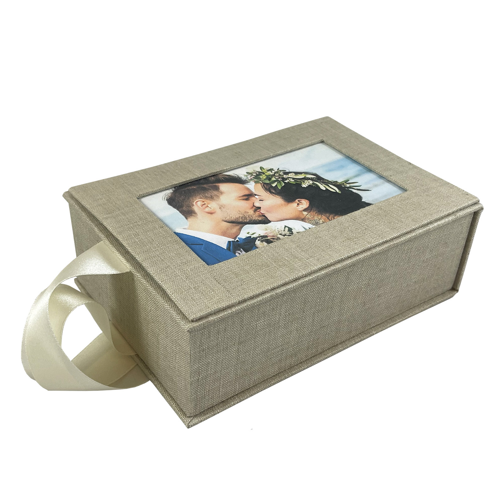 Linen photo box for 4x6 inches photos