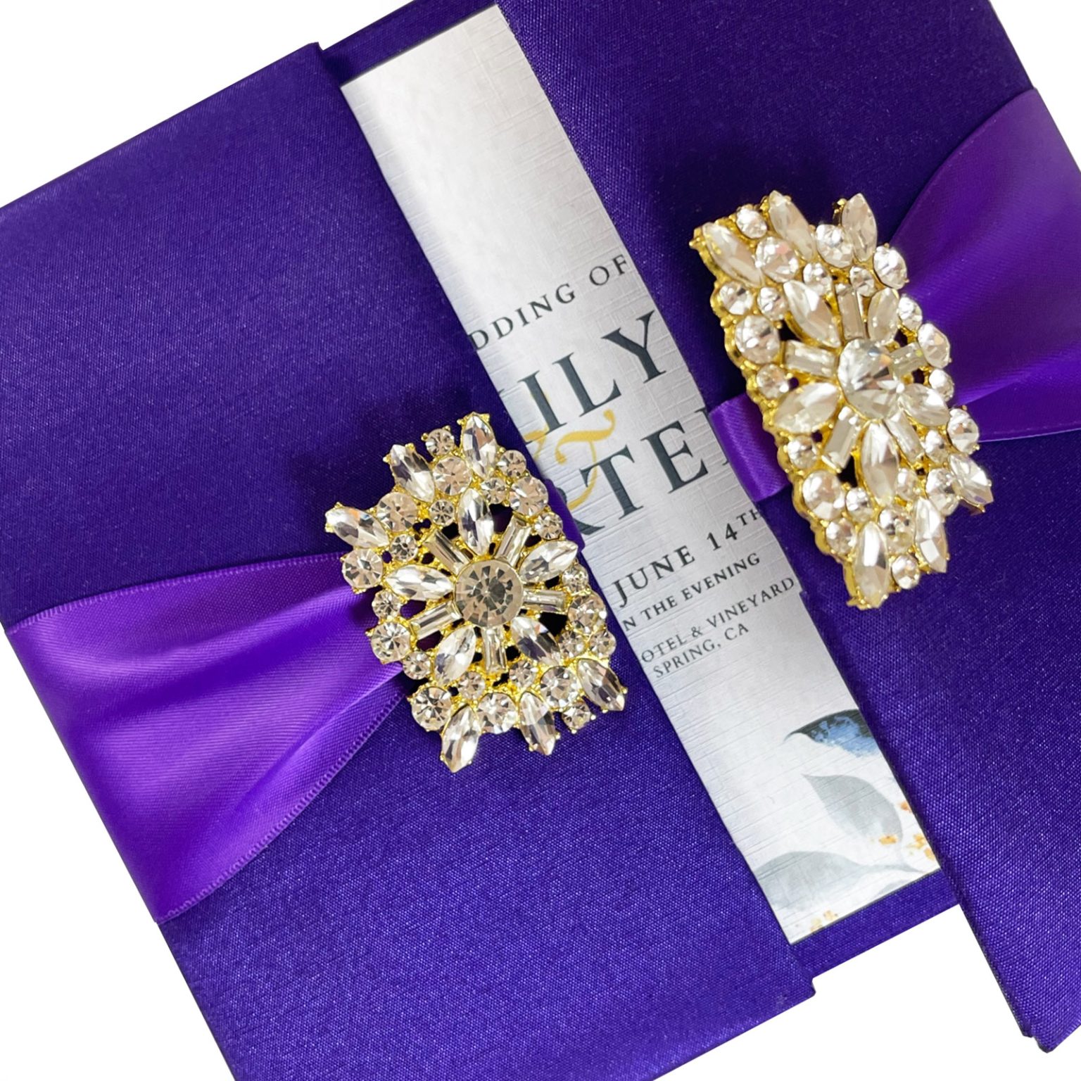 Purple Classic Hard Cover Gatefold Custom Invitation Card Holder