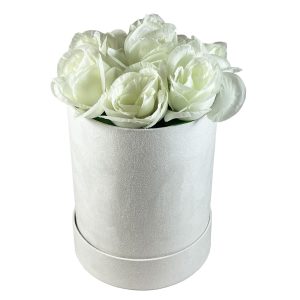White suede flower box