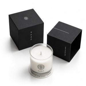 Black Square Candle Packaging Box | Custom Logo Printed Removable Lid Candle Jar Box