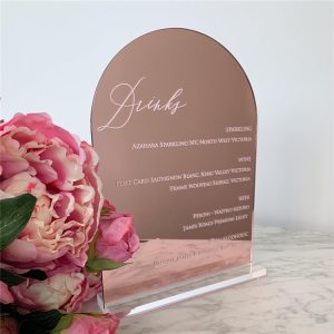 Mirror acrylic engraved wedding table card