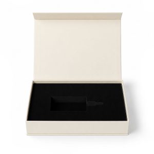 Luxury Cream Magnetic Box – Gold Foil Stamped Logo & Custom Velvet Inlay